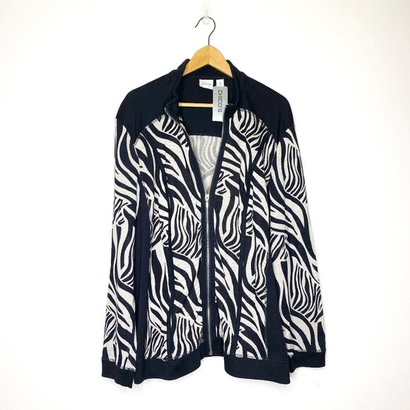 NWT Chico's Zenergy Collection Animal Print Mesh Jacket Zebra XXL 100% Cotton 4 - Picture 4 of 14